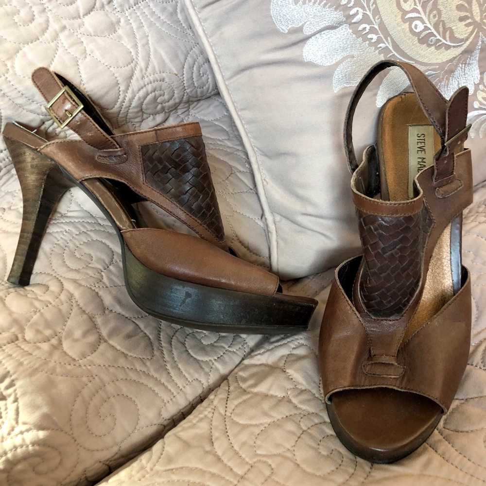 5 for $25|Steve Madden Leather opentoe Heels 8.5